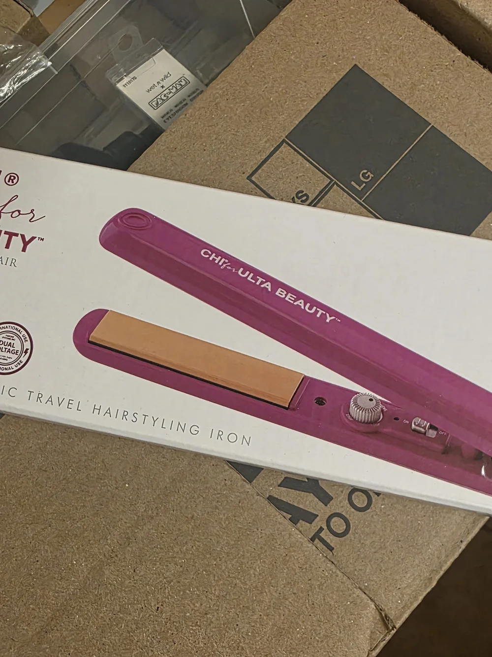 Ulta Beauty Ceramic Travel Flat Iron in Bright Pink with Gold Plates